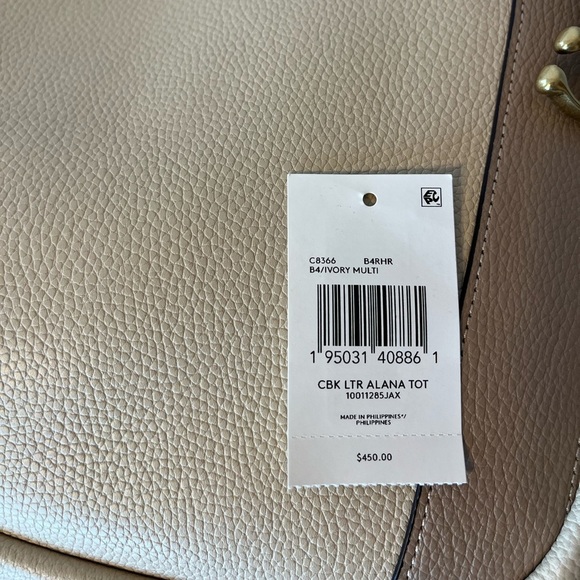 Coach Pebble Leather Alana Shoulder Tote In Colorblock - Ivory Multi - Picture 4 of 10